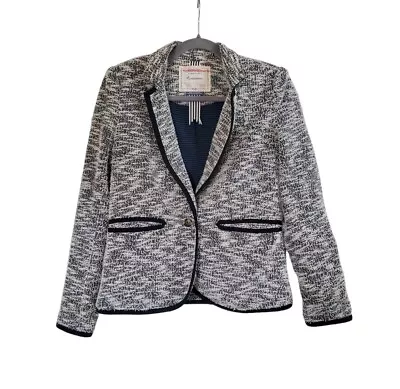 Cartonnier Anthropologie Lakehouse Marled Textured Black/White Knit Blazer Sz 4 • $24.75