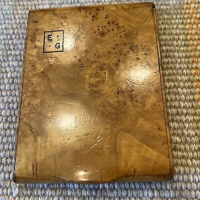 Vtg Burl Wood Cigarette Case E G Monogram Early 50’s Beautiful • $65