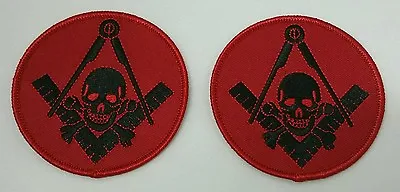 Freemason Masonic Red And Black With Skull Iron On Patch Two Pack  • $10.99