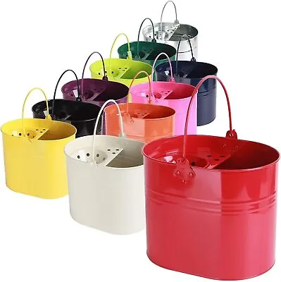 Heavy Duty 15L Litre Metal Steel Coloured Mop Bucket With Handle For Cleaning • £14.99