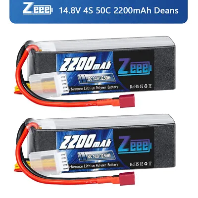 2x Zeee 14.8V 4S Lipo Battery 50C 2200mAh Deans For RC Car Boat Truck Helicopter • $46.99