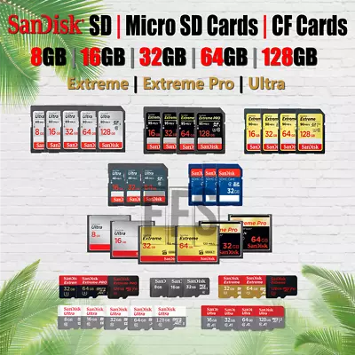 SanDisk SD OR Micro SD Card CF 16GB 32GB 64GB 128GB 256GB Extreme Pro Lot Ultra • $2.85