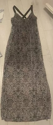 Miss Selfridge Dark Floral Cross Back Dark Grey Maxi Dress Crease Free Sz10-12 • £4.99