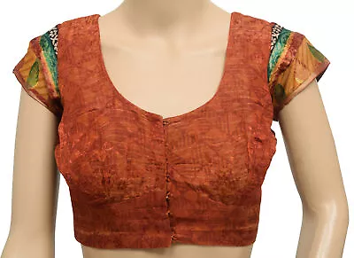 Sushila Vintage Readymade Stitched Sari Blouse Rust Silk Woven Designer Choli 34 • $19.99