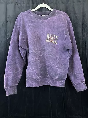 Vtg Fruit Of The Loom Acid Washed Faded Purple Sweatshirt M Canada Front Logo • £19.27