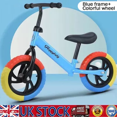 Balance Bike Kids Toddler Baby Girl Boys Training Push Toy Ride On Bicycle Blue • £25.99