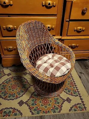 Vintage Wicker Childs Bucket Chair Boho MCM 25” Tall 20” Wide 12  At Seat. • $65