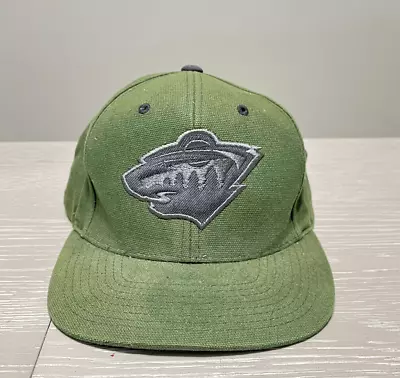 Minnesota Wild Hat Cap Snap Back Mens Green Raised Logo NHL Mitchell And Ness • $20