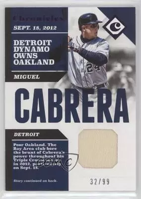 2017 Panini Chronicles Swatches Purple /99 Miguel Cabrera #CS-MC • $6.29