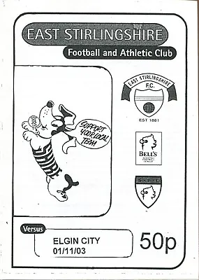East Stirlingshire V Elgin City 01/11/03 Division 3 • £1.75