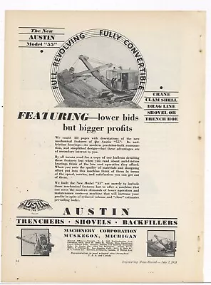 1931 Austin Machinery Ad: Model 55 Convertible Shovel - Muskegon Michigan • $17.76