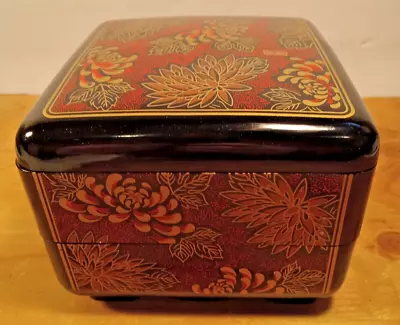 £31.62 • Buy Vintage INTERPUR R.O.C. Lacquerware~ 2 Tier Stacking Box ~Jewelry Box~ Black Red