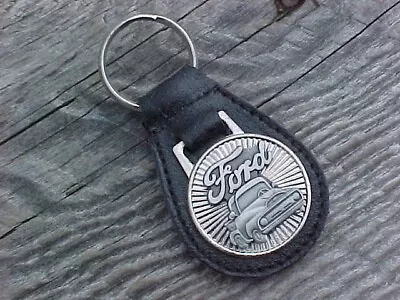 1956 Ford Pickup Truck Leather Key Fob Vintage Nos Custom-made Hi-quality • $15