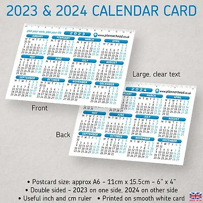 £1.79 • Buy 2023 & 2024 Calendar Planner Card 6 X4  Postcard ✔2 Years Large Text White Card
