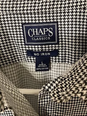 Chaps Houndstooth Women’s Print Blouse Size Large Long Sleeves EUC! • $12.95