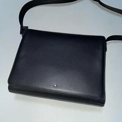 Montblanc Black Genuine Leather Magnetic Flap-Closure Crossbody/Shoulder Bag • $814