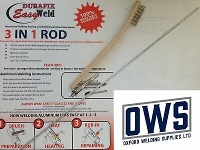 £2.95 • Buy Aluminium Welding/Brazing Low Temp Durafix Easyweld UK Rods + Brush