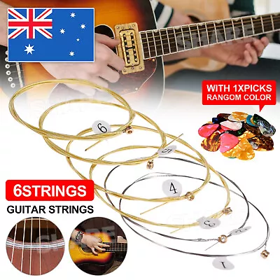 $3.95 • Buy 6 X Acoustic Music Guitar Strings Steel Premium Light Universal Sent Free Pick