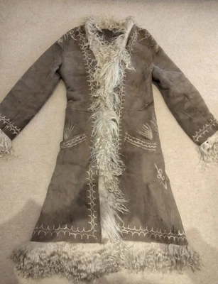 £21 • Buy 1970s Vintage Camel/Taupe Colour Afghan Coat With Embroidery Size S/M