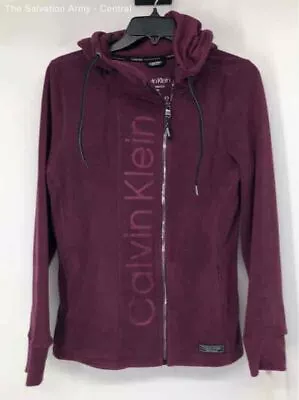 Calvin Klein Womens Purple Long Sleeve Stretch Hooded Full-Zip Jacket Size M • $7.99