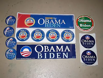 Obama Biden Unused Presidential Bumper Sticker NOS Assorted & 4 Buttons • $25