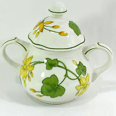 Villeroy & Boch GERANIUM Sugar Bowl With Side Handles & Lid - Non Ribbed Pattern • $26.92