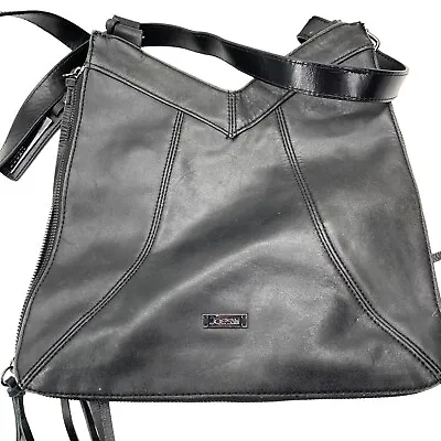 JOE’S Jeans Black Leather Crossbody Asymmetrical Zip Moto Style Bag • $54