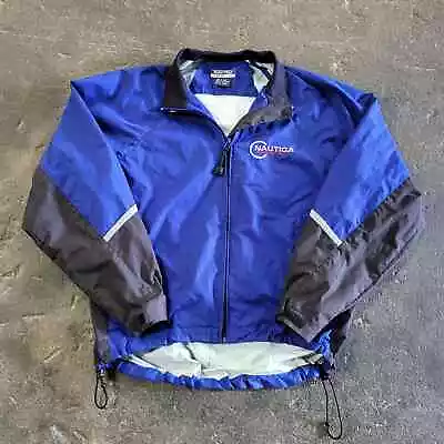 Vintage Nautica Competition Jacket Size M Blue Full Zip Rain Coat Sports Outdoor • $64