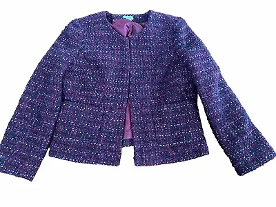 J. Crew Blazer Jacket Tweed Red Blue White Wool Blend 6  • $45.76