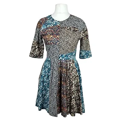 £85 • Buy Acne Vintage Multicolour Cotton Patchwork Lined Dress Size 36 Small Cottagecore