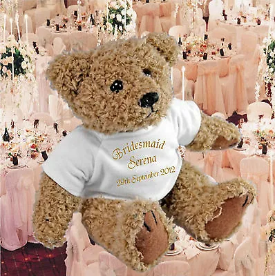 £14.84 • Buy Personalised Wedding Bear & Gift Bag  - Bridesmaid, Page Boy, Flower Girl, Usher