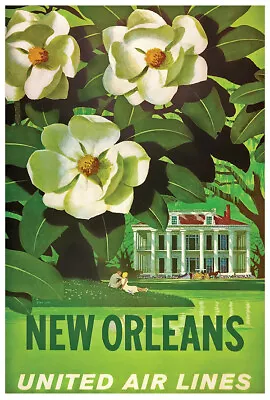 United Airlines - New Orleans - 1960s - Vintage Travel Poster • $24.99