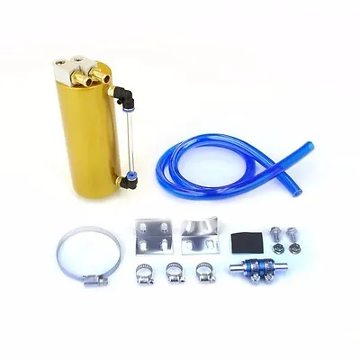 750ml Univseral Aluminum Turbo Oil Catch Can Tank Drift Performance Yellow • $17.95