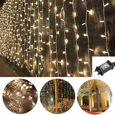 £11.39 • Buy 3x3m Christmas Lights UK Plug In Curtain Window String Fairy Lamp Wedding Party