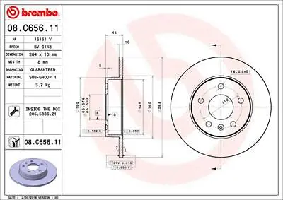 Brake Disc BREMBO 08.C656.11 • $72.35