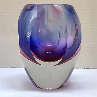 FLAVIO POLI SEGUSO Vase Murano Sommerso 60s Art Glass Cut Facet Cased MCM 5  • $96.80