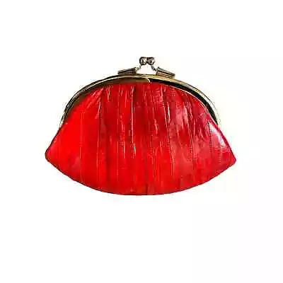 Vintage 70s Red Genuine Eel Skin Mini Clutch Bag • $38