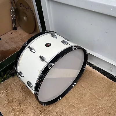 Free P&P. Vintage Beverley 22” Marching Bass Drum. White Finish. 22x12” BD301032 • $122.08