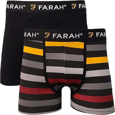 Farah Mens Brundle 2 Pack Elasticated Underwear Boxers Boxer Shorts - Multi • £14.95