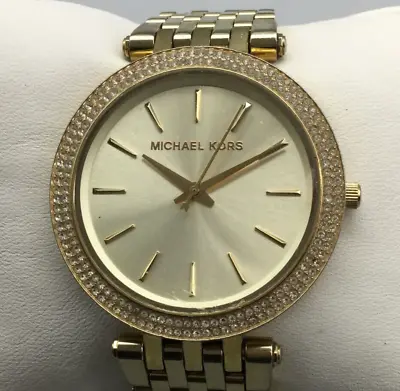 Michael Kors Darci Watch Women 39mm Gold Tone Crystal Bling New Battery 6  • $44.99