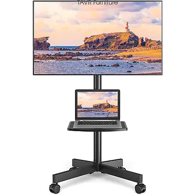 Tall Rolling TV Stand Mobile TV Cart With Mount For 32 To 60 Inch TVs • $54.99