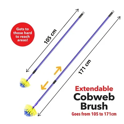 Extendable Cobweb Brush Adjustable Angled Feather Duster Long Telescopic Handle • £9.95