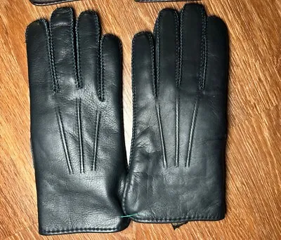 2 Pair Men's Small Fur Cashmere Lined Genuine Soft Black & Brown Leather Gloves • $27.65