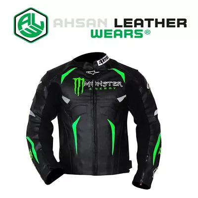 Men's Alpinestars Monster Energy Leather Jacket Biker Racing Jackets Monster • $189.70