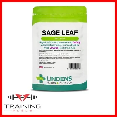 Lindens Sage Leaf 500mg 100 Tablets Menopause Support • £7.19