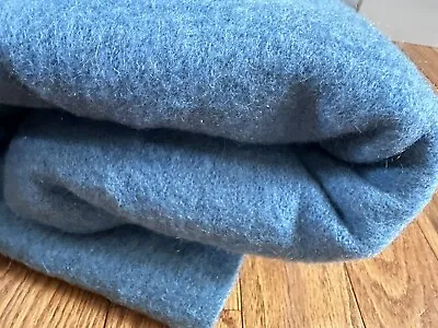 Vintage Kenwood Wool Blanket Blue ~72x64” Soft Warm Fuzzy Throw Bed Cover • $40