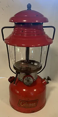 $24.95 • Buy Vintage Red Coleman 200A Camping Lantern With Pyrex Globe 1955