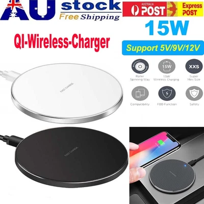 $7.99 • Buy 15W QI Wireless Fast Charger Charging Pad For Samsung S23+ IPhone 14 13 Pro MAX