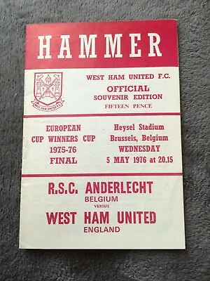 ECWC Final Football Programme Anderlecht -West Ham 1976 Hammer Souvenir Edition • £9.99