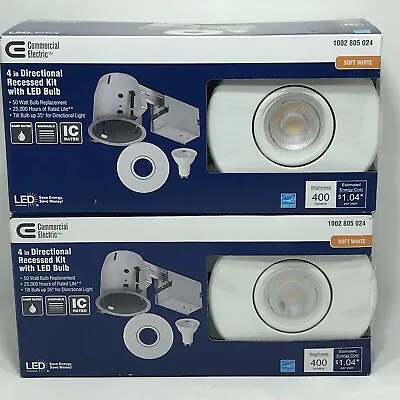 $34.89 • Buy Commercial Electric 4” Directional Construction/Remodel Recessed Kit LED 2 Pack!